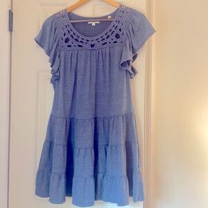 Max Studio Blue Tiered Dress with Ruffle Sleeves Size Small
